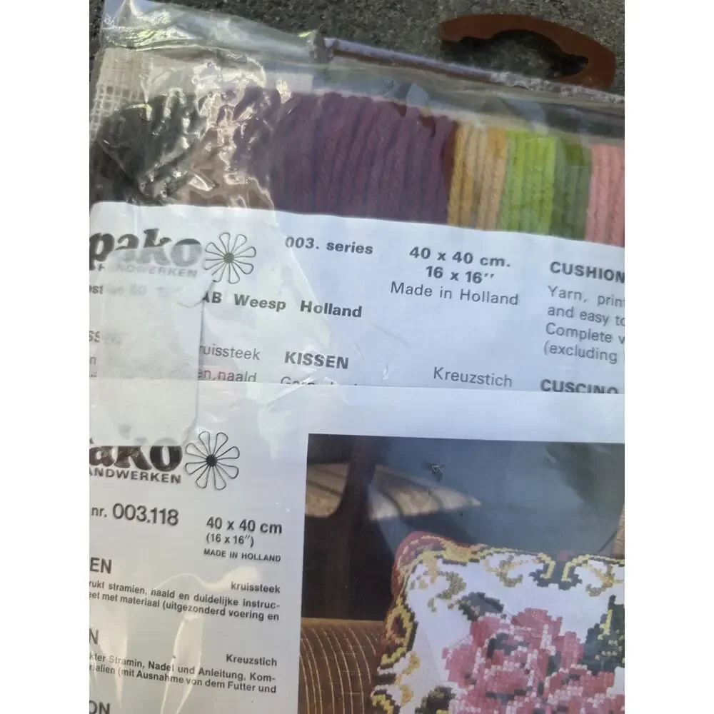 Pako Floral Rose Cross Stitch Cushion Kit 16x16 Made in Holland 003118